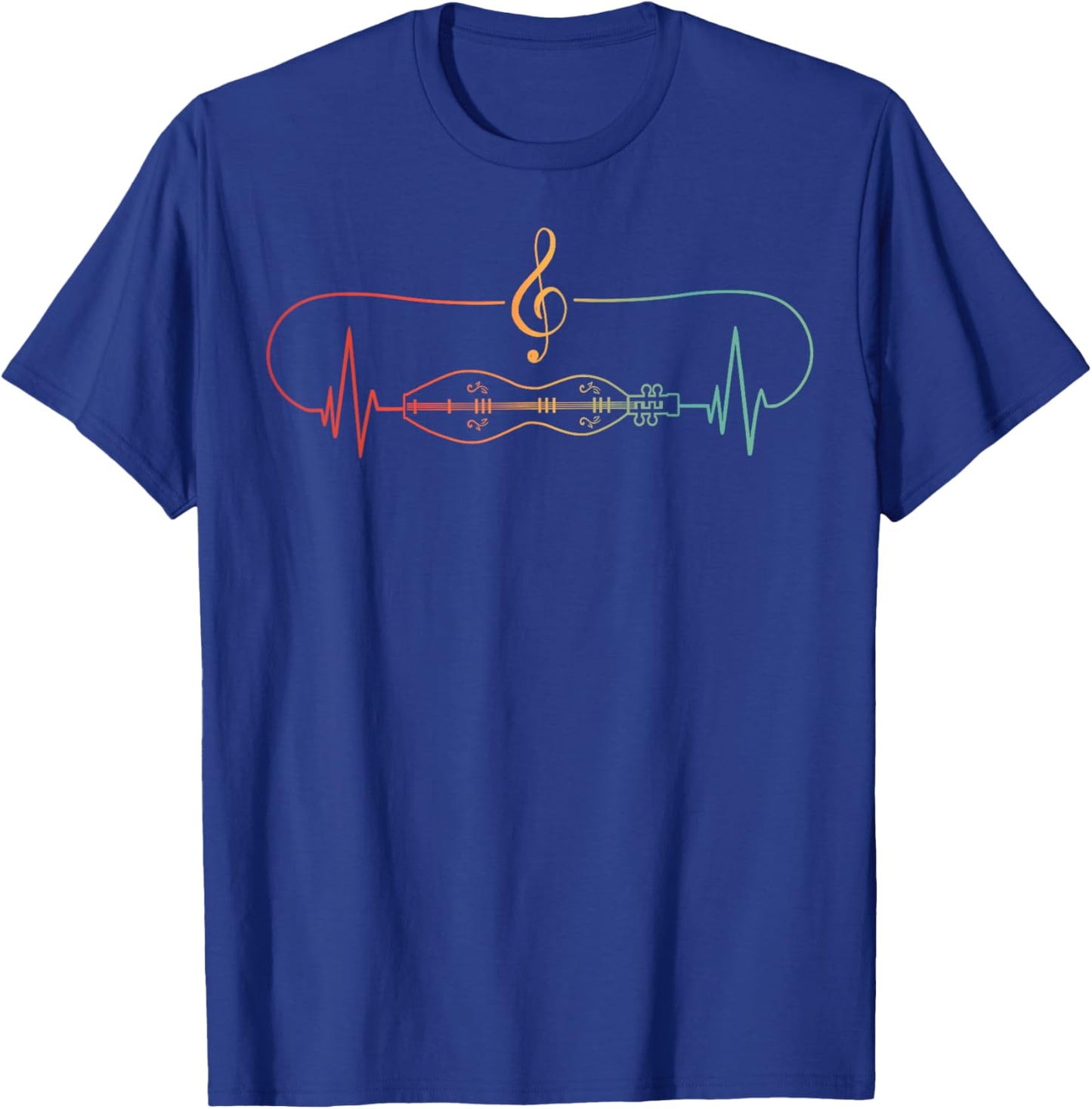 Dulcimer Heartbeat String Instrument Appalachian Music T-Shirt - T-Shirt | Royal