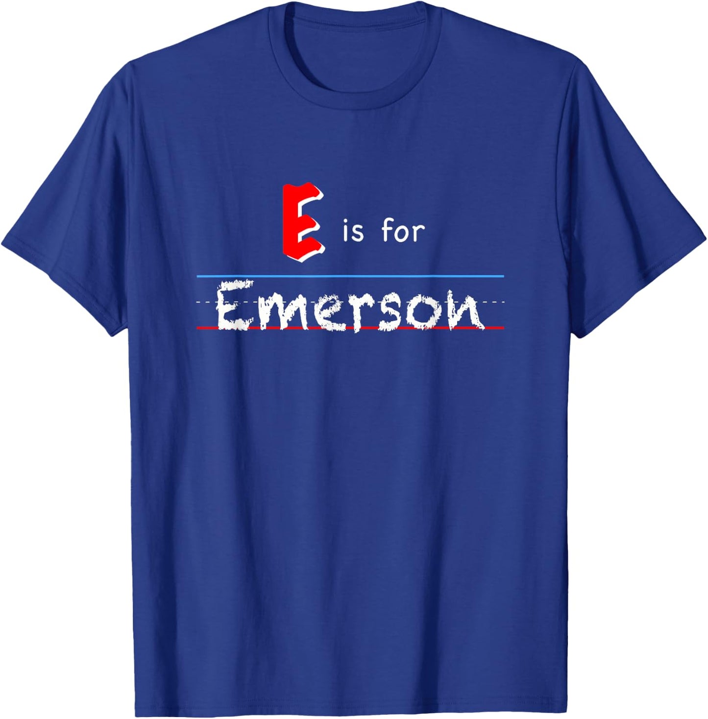 E Is For Emerson, girls custom personalized name kids school T-Shirt - T-Shirt | Royal
