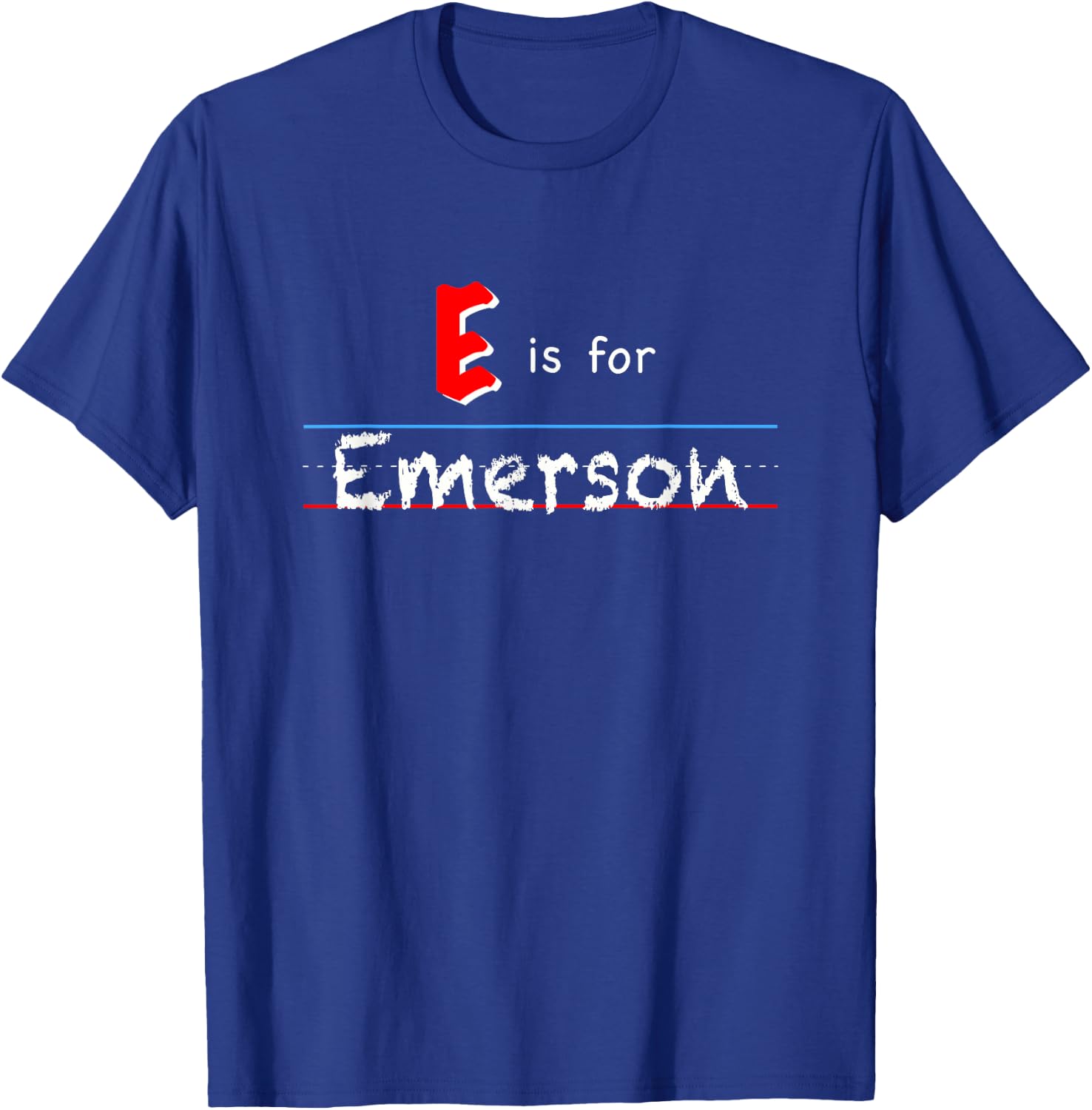 E Is For Emerson, girls custom personalized name kids school T-Shirt - T-Shirt | Royal