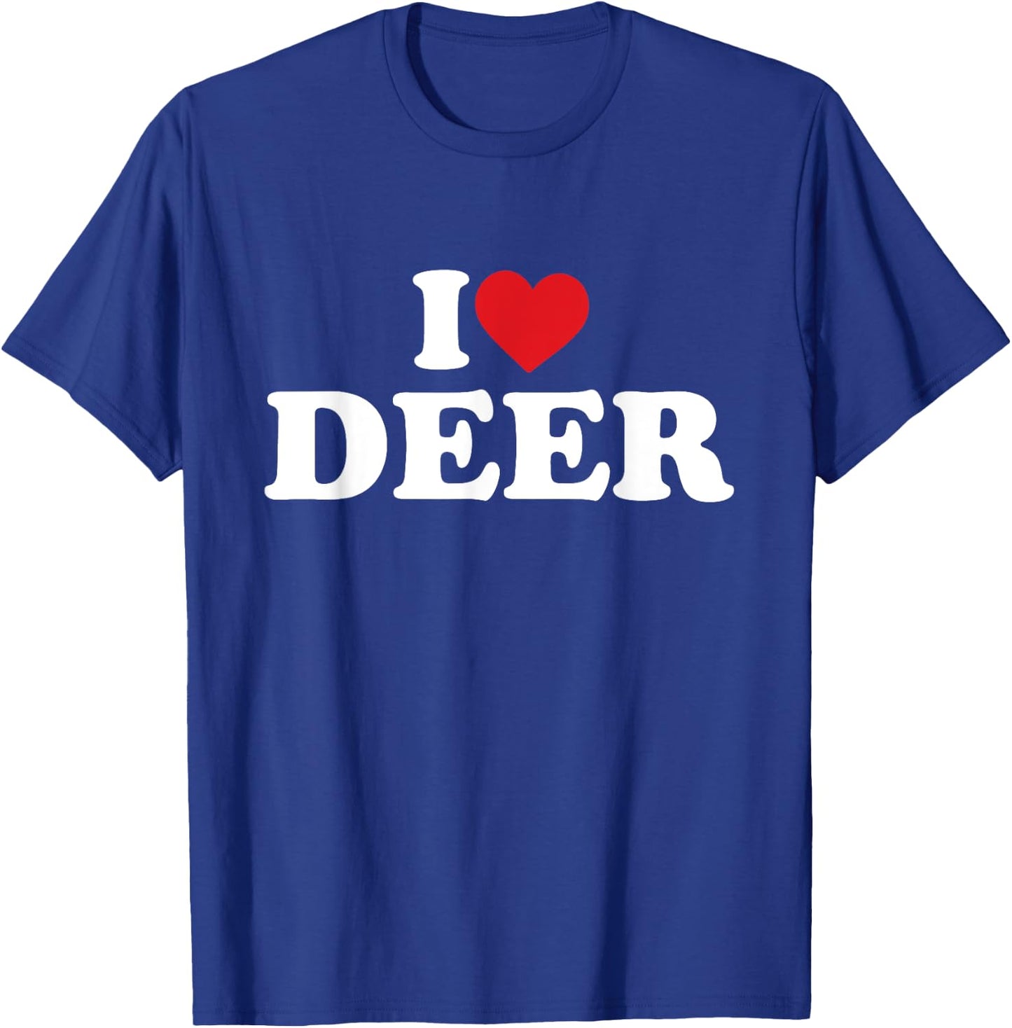 I Love Deer Funny Red Heart Love T-Shirt - T-Shirt | Royal