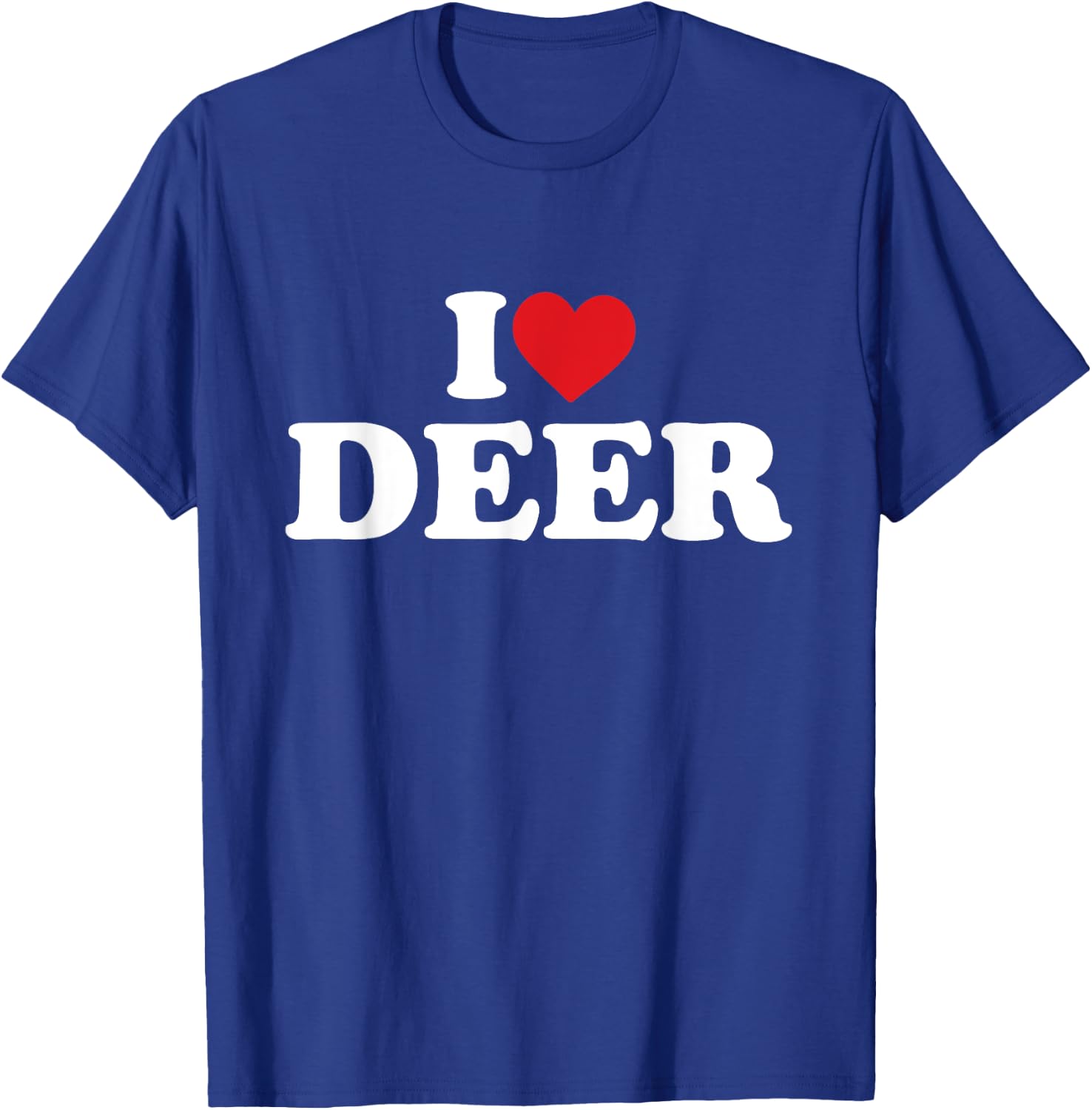 I Love Deer Funny Red Heart Love T-Shirt - T-Shirt | Royal
