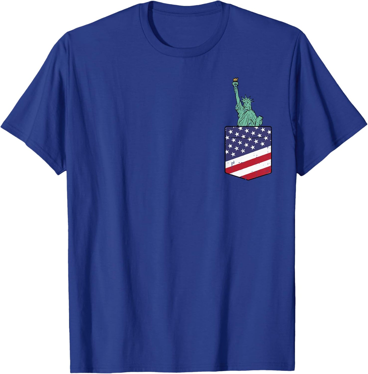 4th July Statue Of Liberty Flag Pocket Patriot Men Women Kid T-Shirt - T-Shirt | Royal