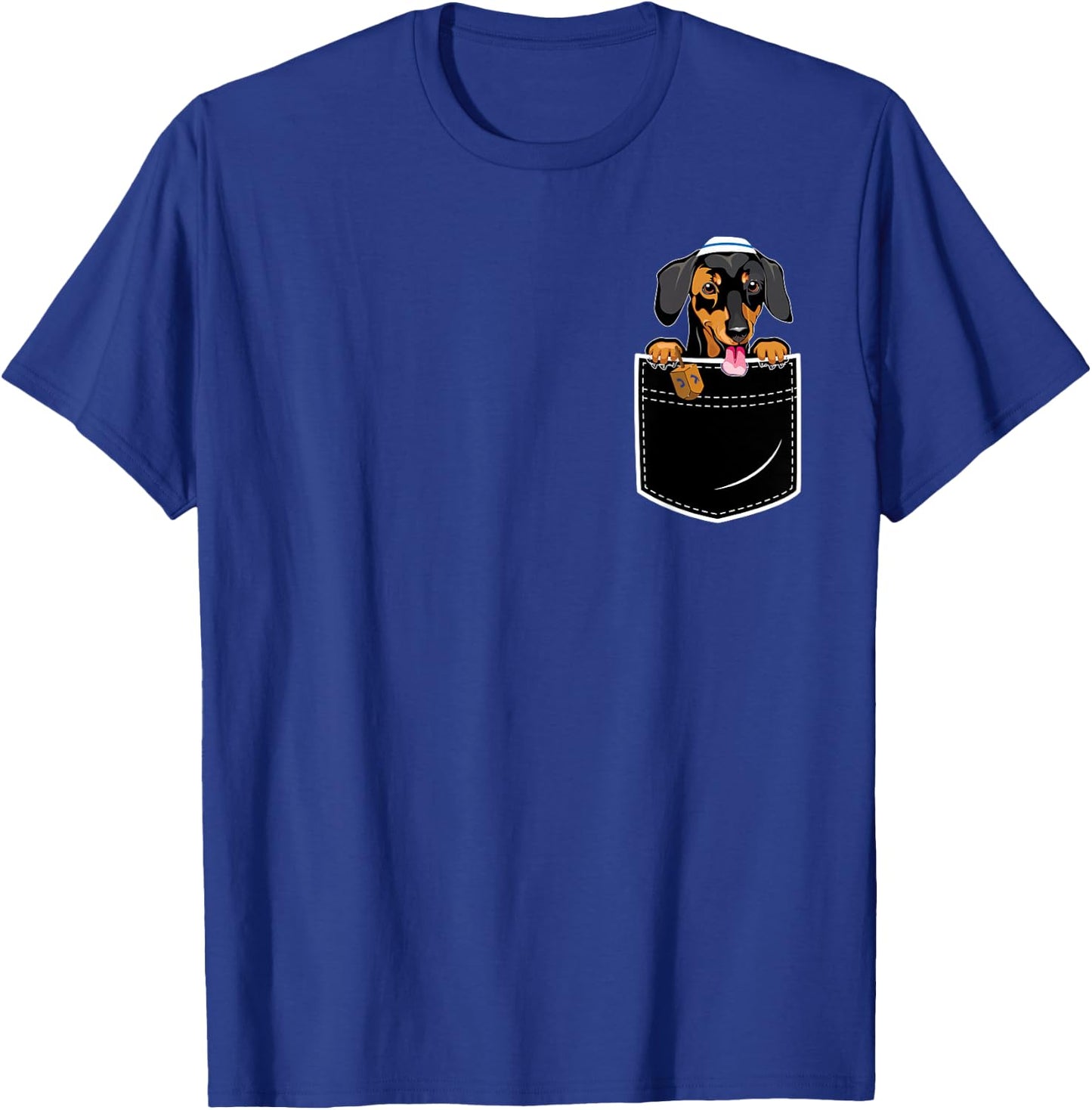 Wiener Hanukkah Pajamas Chanukah Doxie Pocket Dachshund Dog Men Women Kids T-Shirt - T-Shirt | Royal