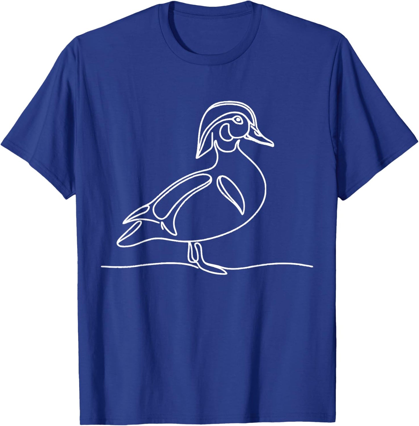 Line Art Bird & Ornithologist Wood Duck T-Shirt - T-Shirt | Royal