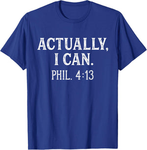 Actually I Can Christian Bible Verse Philippians 4:13 Red T-Shirt - T-Shirt | Royal
