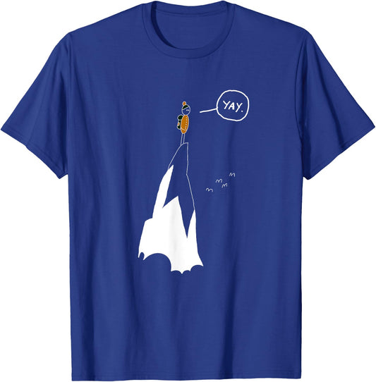 Yay Funny Mountain Climber Hiker Mountaineer Hand Drawn T-Shirt - T-Shirt | Royal