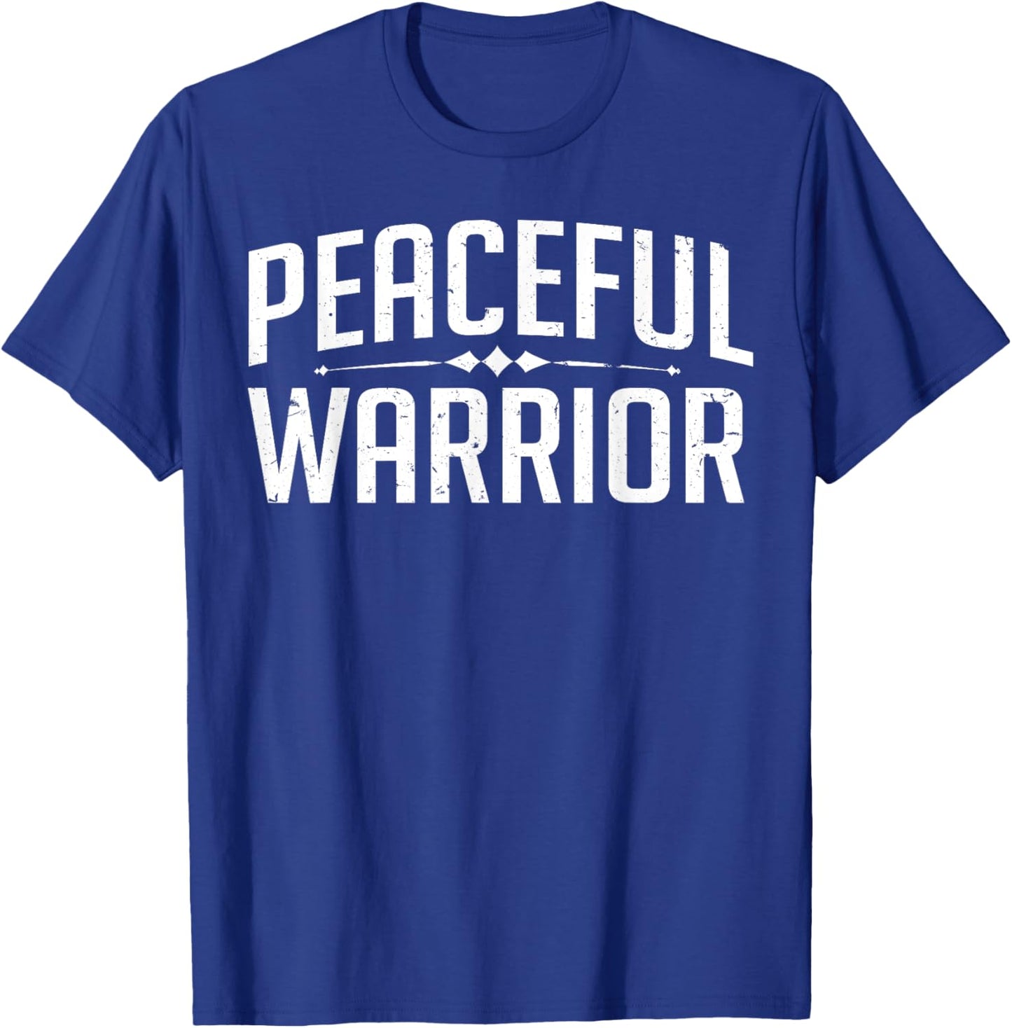 Peaceful Warrior Yoga and Meditation Distressed T-Shirt - T-Shirt | Royal