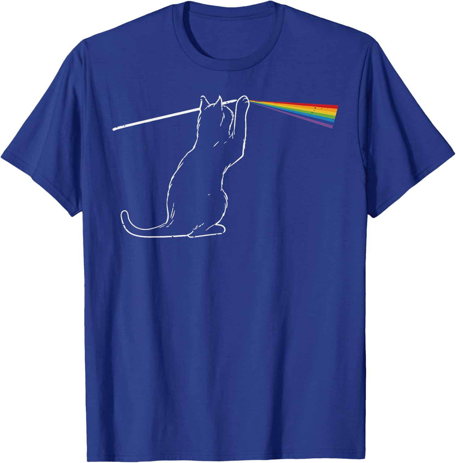 Cat Prism Rainbow Light Funny Science Physics Men Women Kids T-Shirt - T-Shirt | Royal