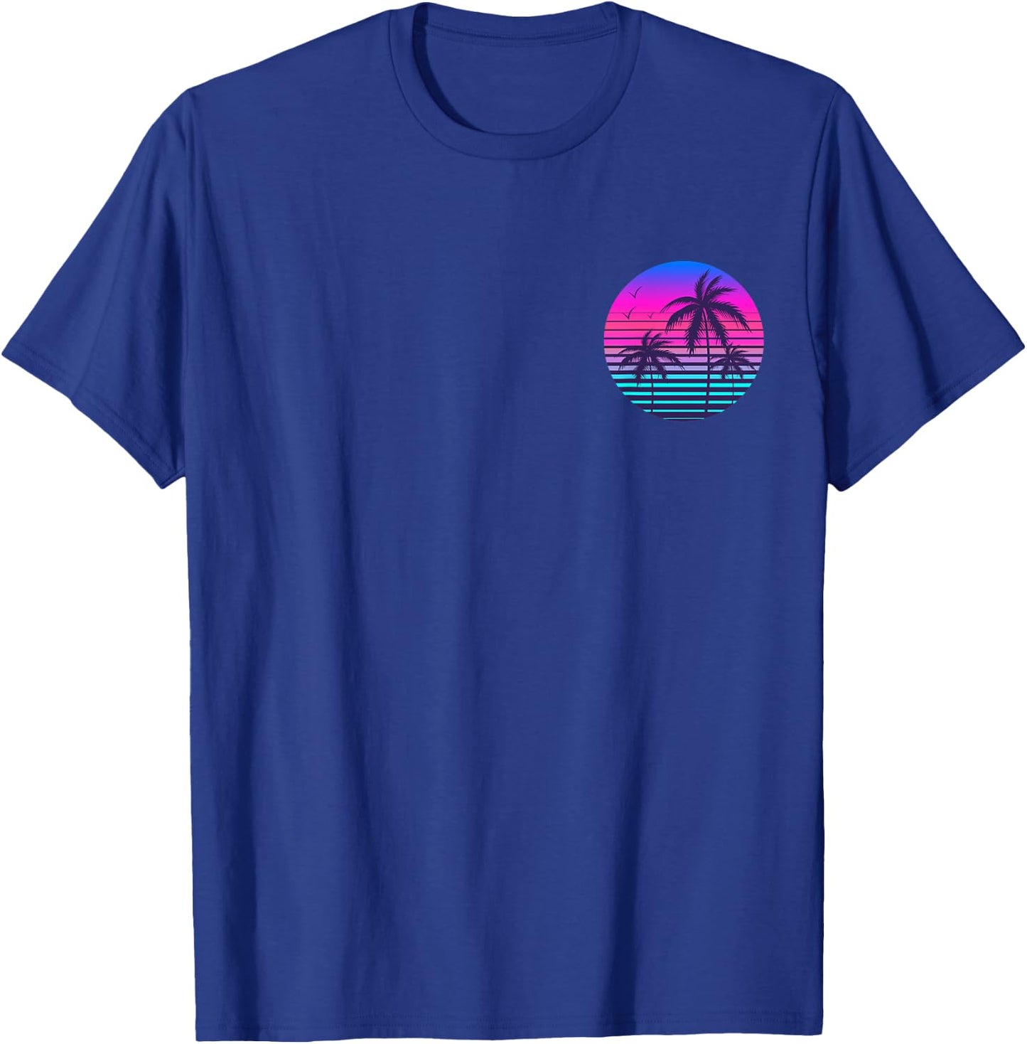 Sunset Cool Summer Vacation Men Women Beach Palm Tree T-Shirt - T-Shirt | Royal