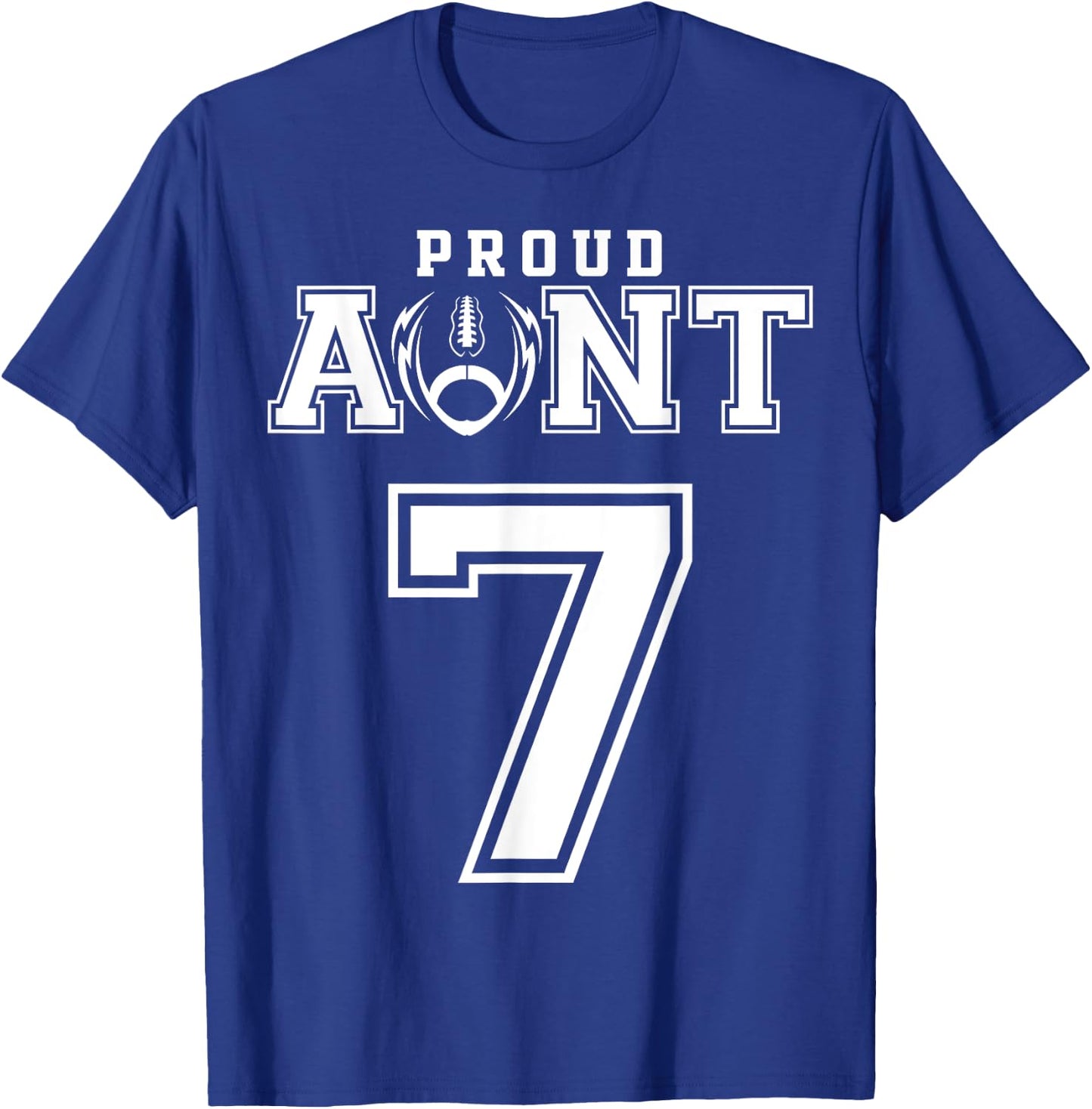 Custom Proud Football Aunt Number 7 Personalized T-Shirt - T-Shirt | Royal