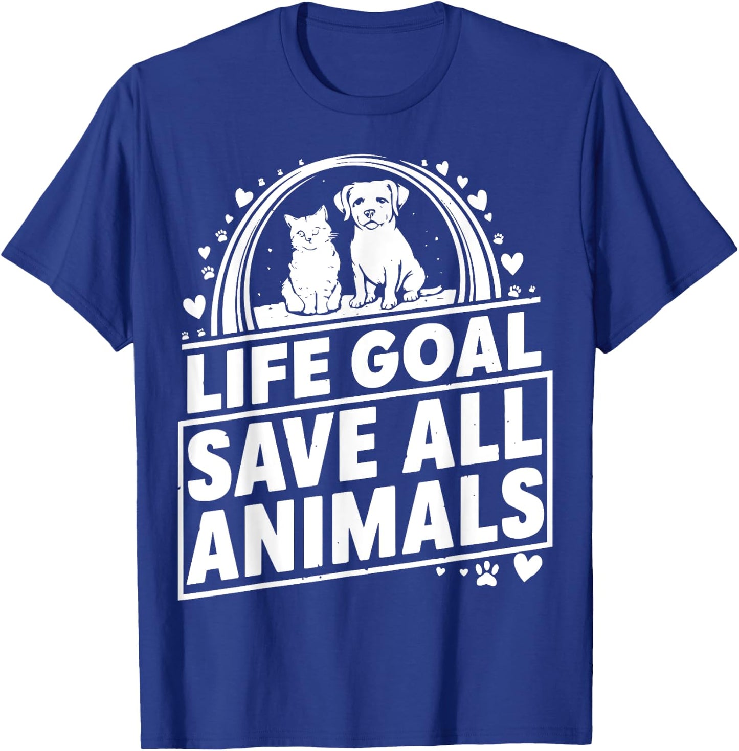 Life Goal Save All The Animals Vintage Rescue Animal Retro T-Shirt - T-Shirt | Royal