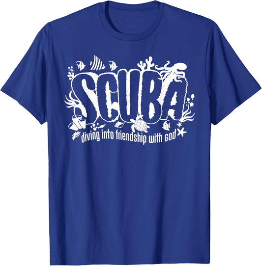 Scuba Diving Into Friendship with God Christian VBS 2024 T-Shirt - T-Shirt | Royal