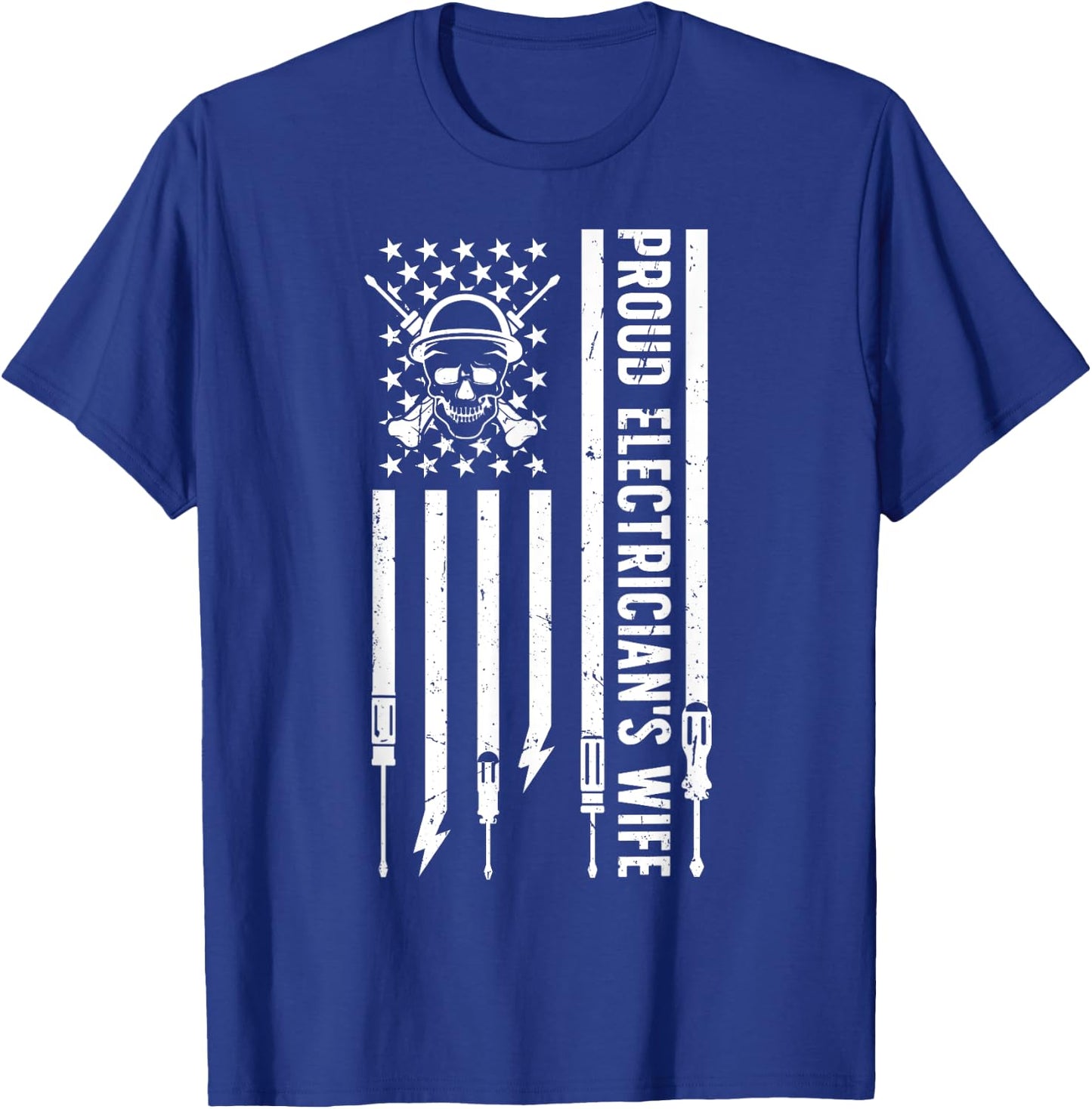 Electrician's Wife US Flag Wife Of An Electrician Wife T-Shirt - T-Shirt | Royal