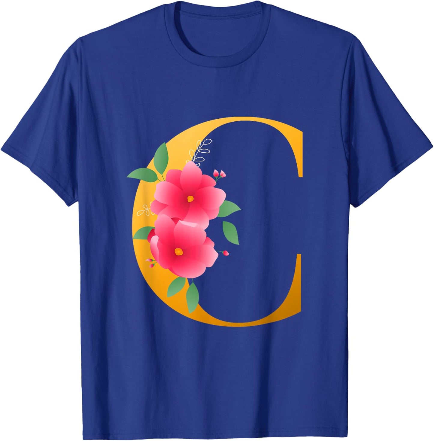 Cool Floral Alphabet Cute Initial Monogram Letter C Graphic T-Shirt - T-Shirt | Royal