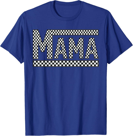 MAMA Checkered Mother Mom Women Racing Pit Crew Funny T-Shirt - T-Shirt | Royal