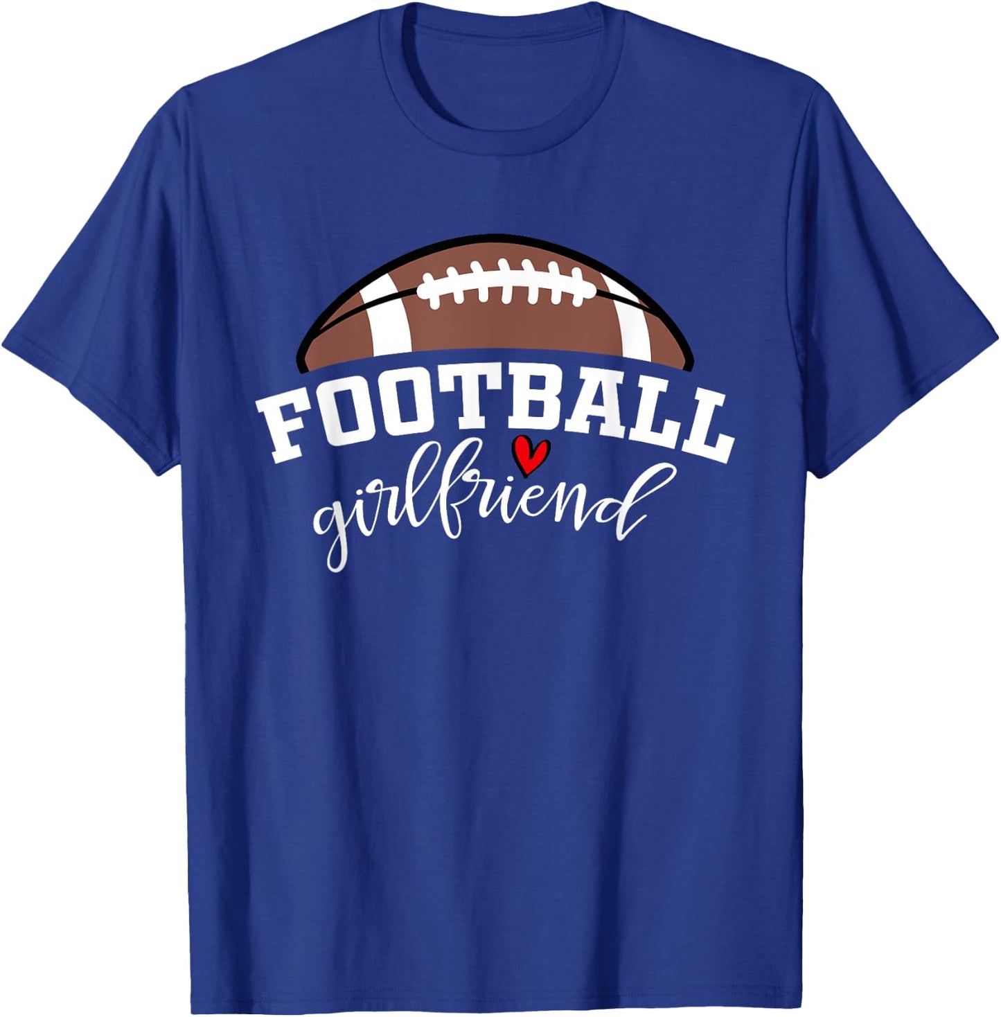 Football Girlfriend Biggest Fan Game Day Football Cheer T-Shirt - T-Shirt | Royal