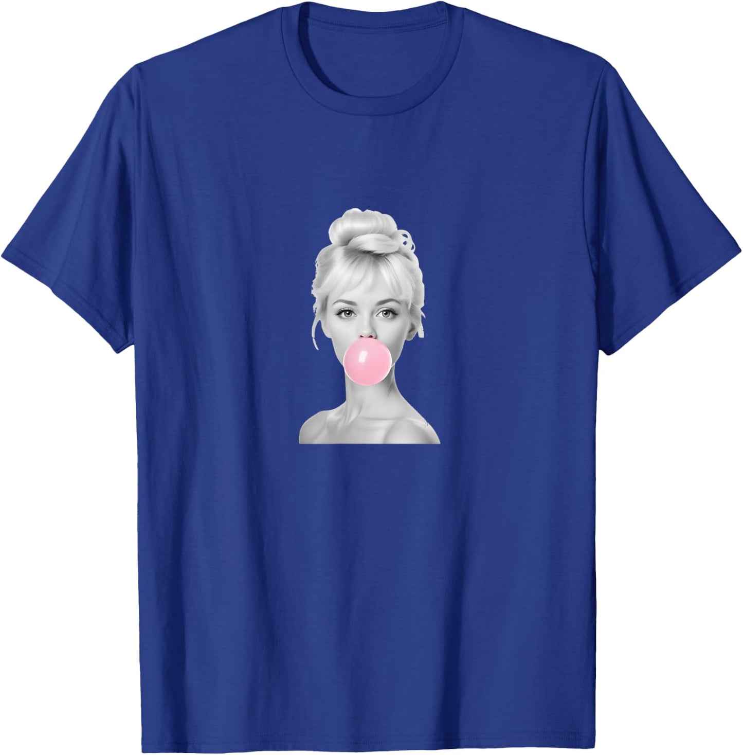 Woman with chewing gum beautiful woman blowing gum bubble T-Shirt - T-Shirt | Royal