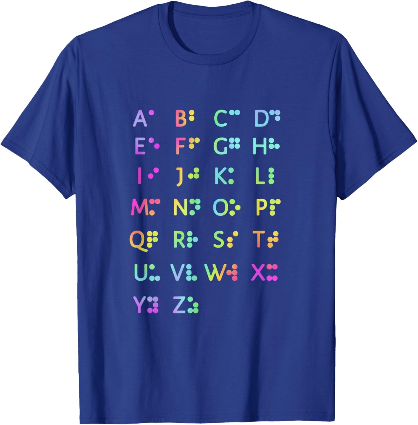 Retro Vibe Braille Alphabet Blind Awareness T-Shirt - T-Shirt | Royal