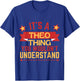 Theo Name Gift Birthday Celebration -Kids Theo Gift Black Small Modern Short Sleeve T-Shirt - T-Shirt | Royal