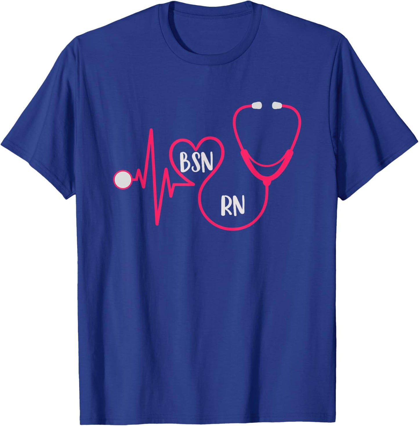 BSN RN EKG Heart Stethoscope Registered Nurse Graduation T-Shirt - T-Shirt | Royal