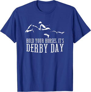 Hold your Horses It's Derby Day Horse Jockey Horse Racing T-Shirt - T-Shirt | Royal