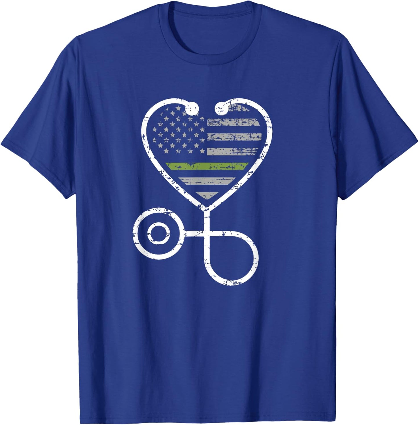Thin Green Line Stethoscope Heart Military Nurse T-Shirt - T-Shirt | Royal