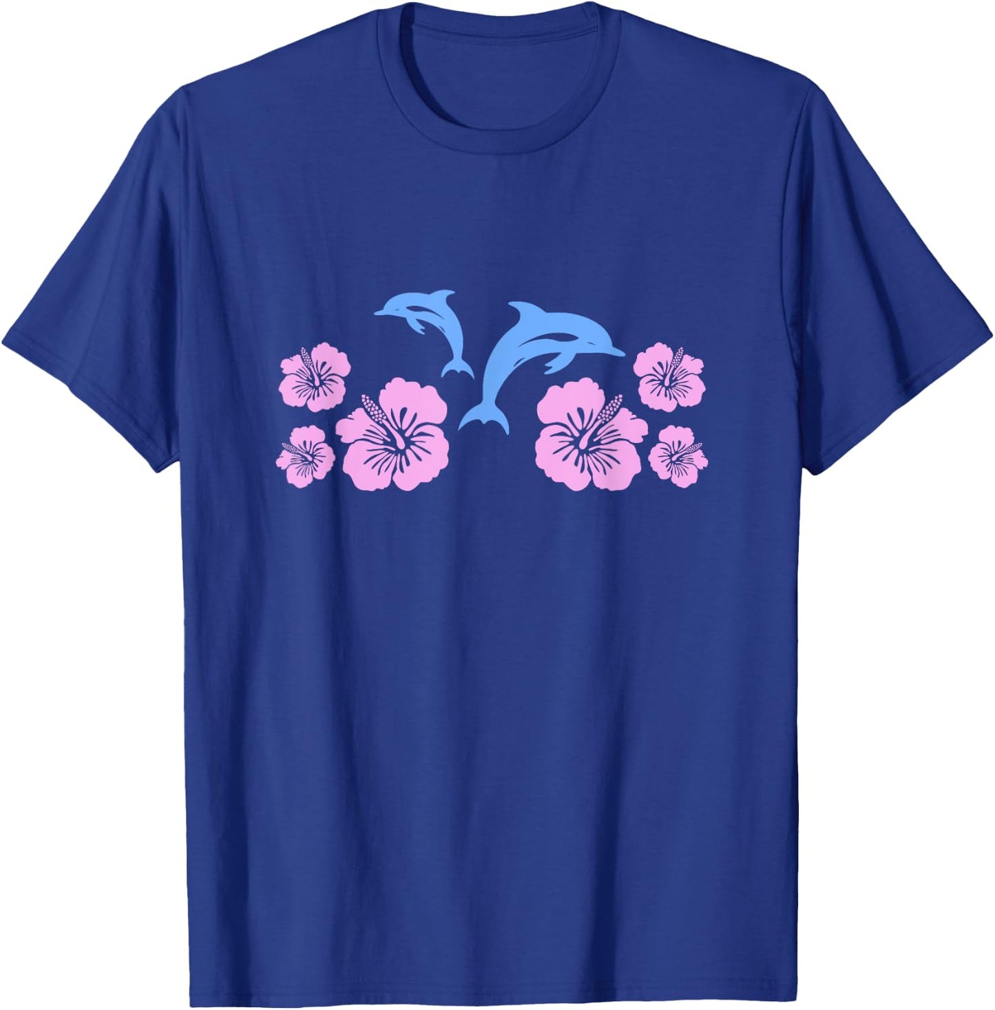 Dolphin Hibiscus Y2K Aesthetic T-Shirt - T-Shirt | Royal