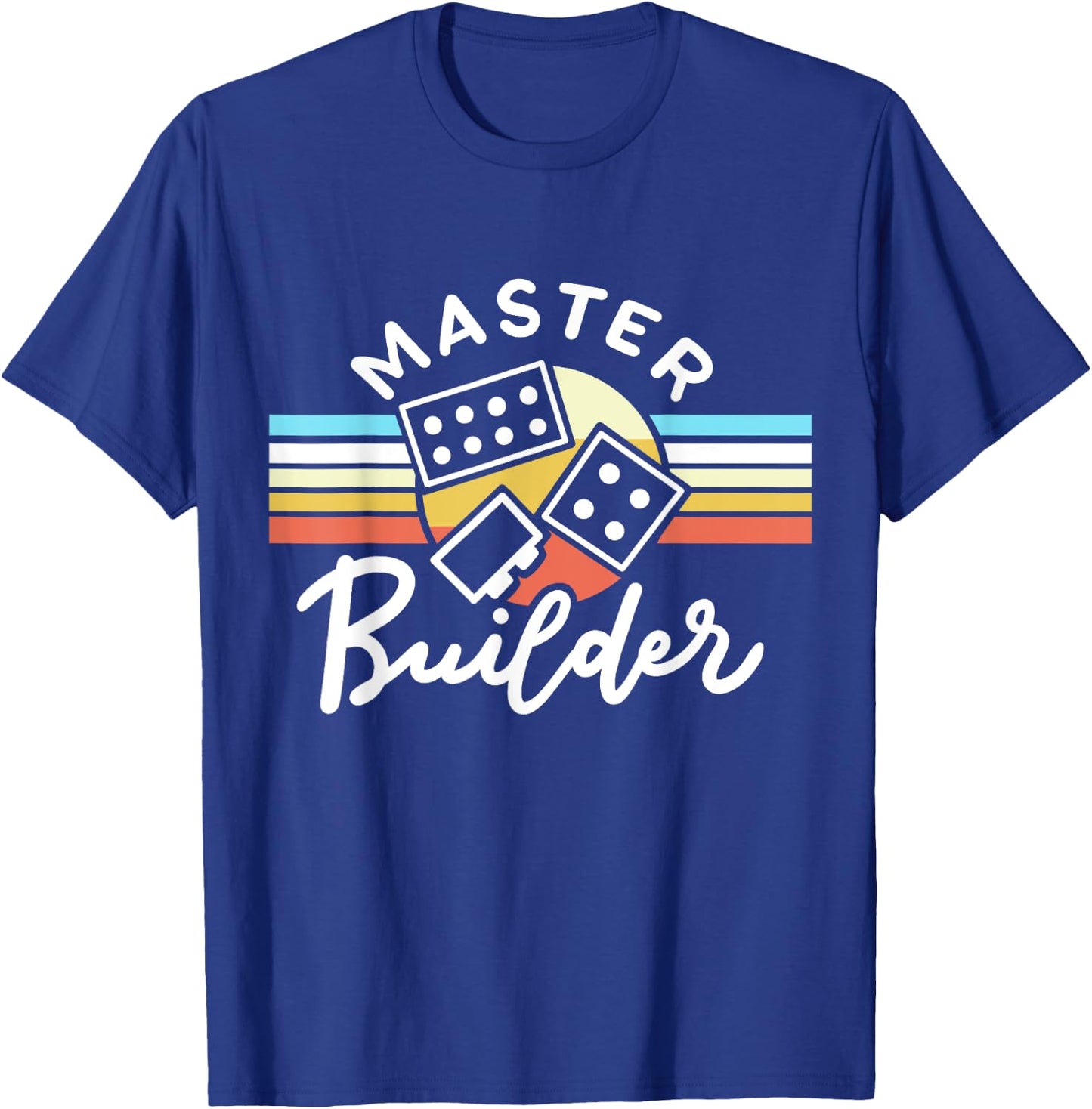 Retro Vintage Master Builder Building Blocks Men Women Kids T-Shirt - T-Shirt | Royal