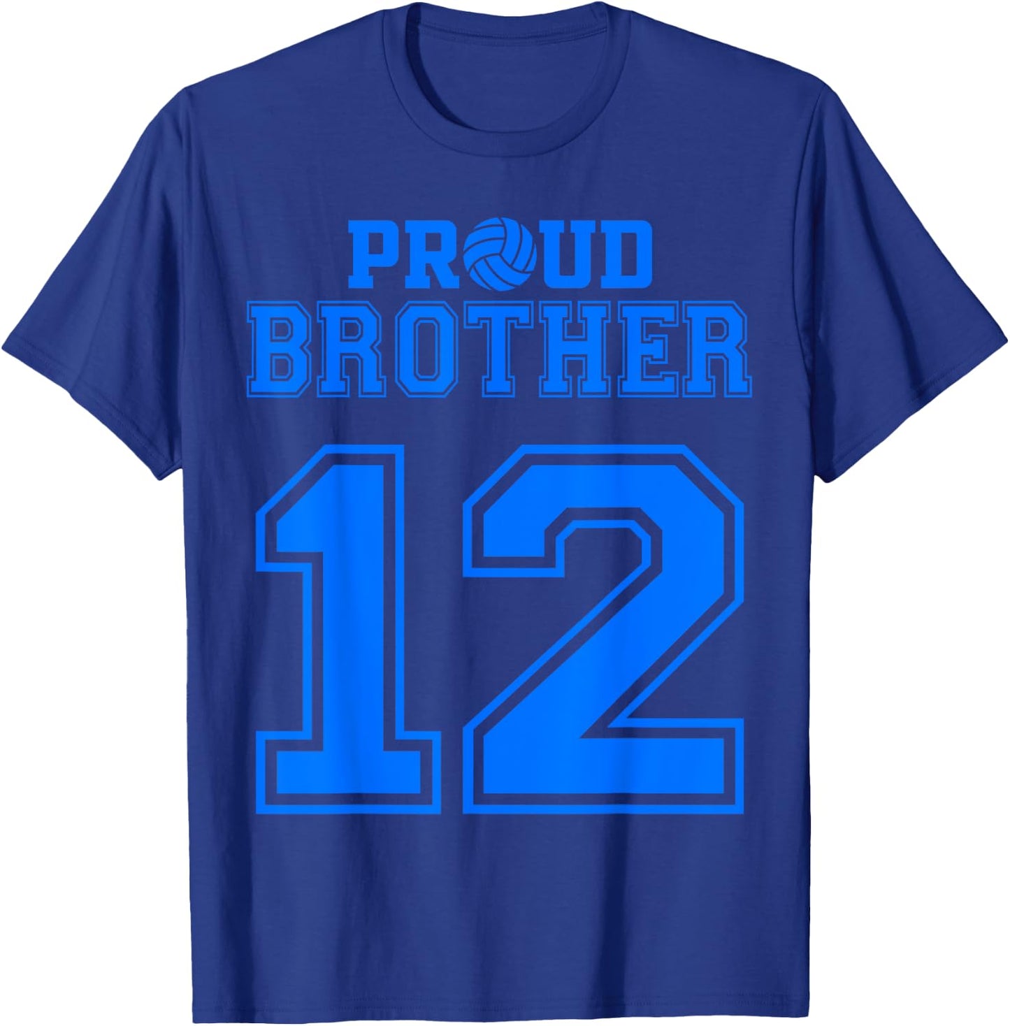 Proud Volleyball Brother Number 12 B T-Shirt - T-Shirt | Royal