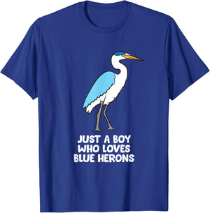 Just a Boy Who Loves Blue Herons T-Shirt - T-Shirt | Royal