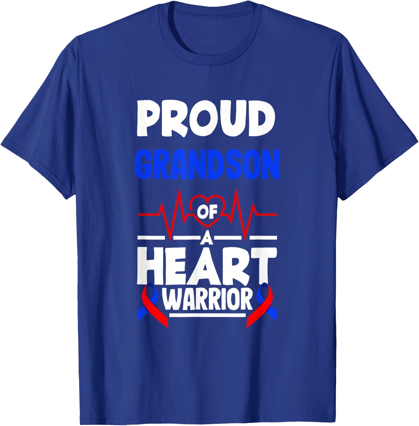 Proud Grandson Of A Heart Warrior CHD Awareness T-Shirt - T-Shirt | Royal