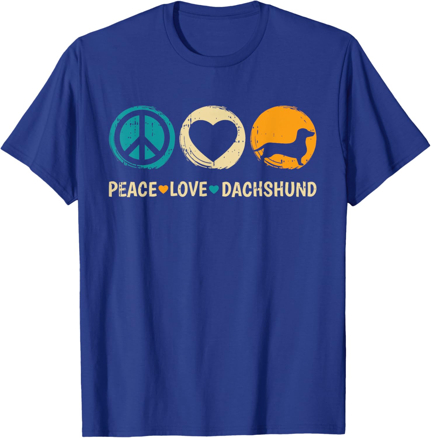 Peace Love Dachshund Dog Puppy Lover Owner Groomer Women Girls Kids T-Shirt - T-Shirt | Royal