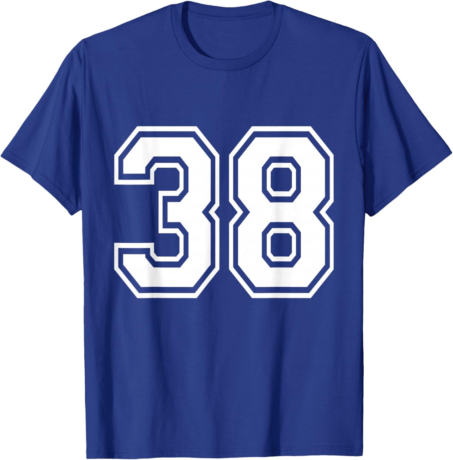 Number 38 Varsity Sports Team Jersey 38th Birthday 38 Years T-Shirt - T-Shirt | Royal