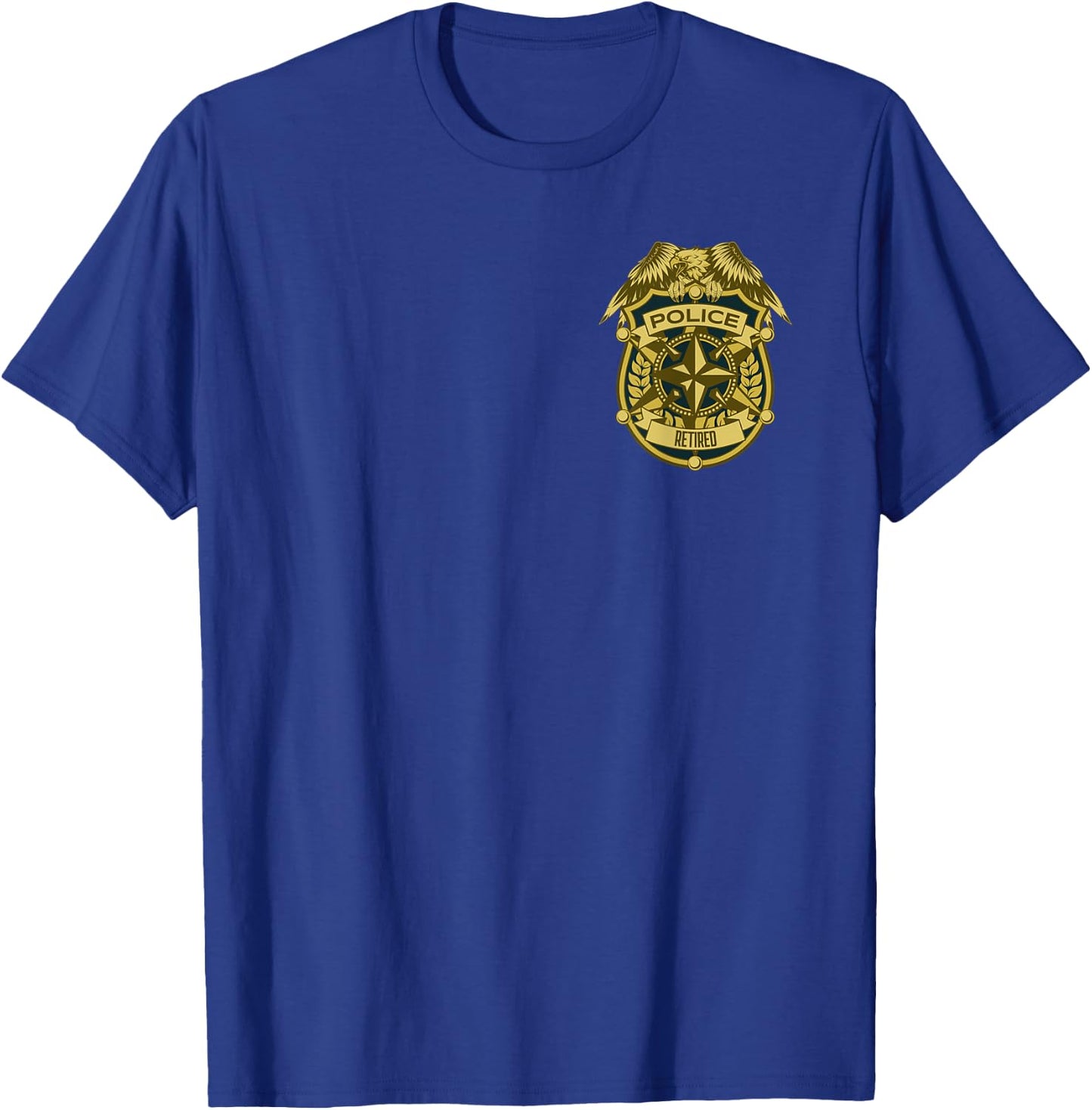 Retired Police Officer Badge Pocket T-Shirt - T-Shirt | Royal