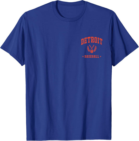 Detroit Baseball Vintage Gameday Retro Baseball Lover T-Shirt - T-Shirt | Royal