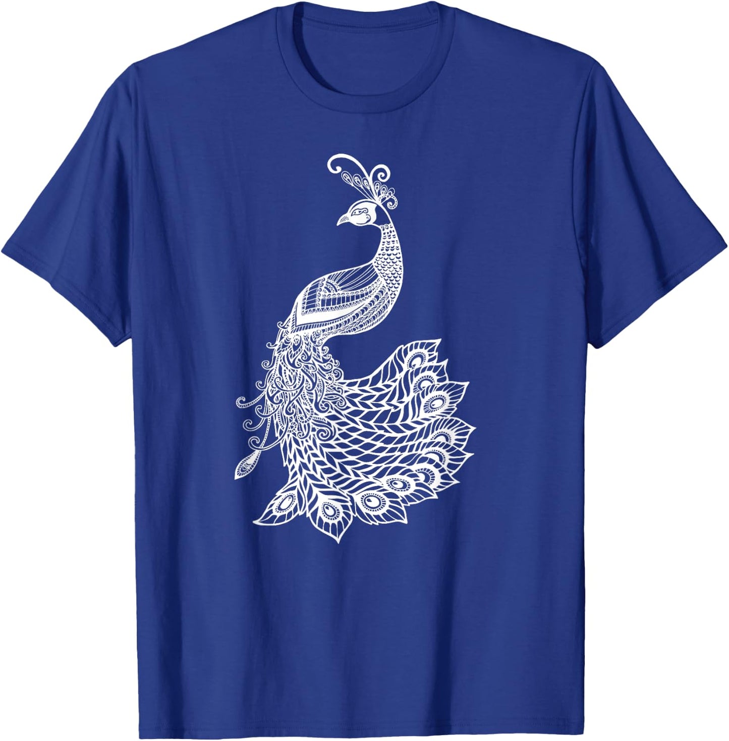 & Girls Beautiful Mandala Art Bird Peacock Lover T-Shirt - T-Shirt | Royal
