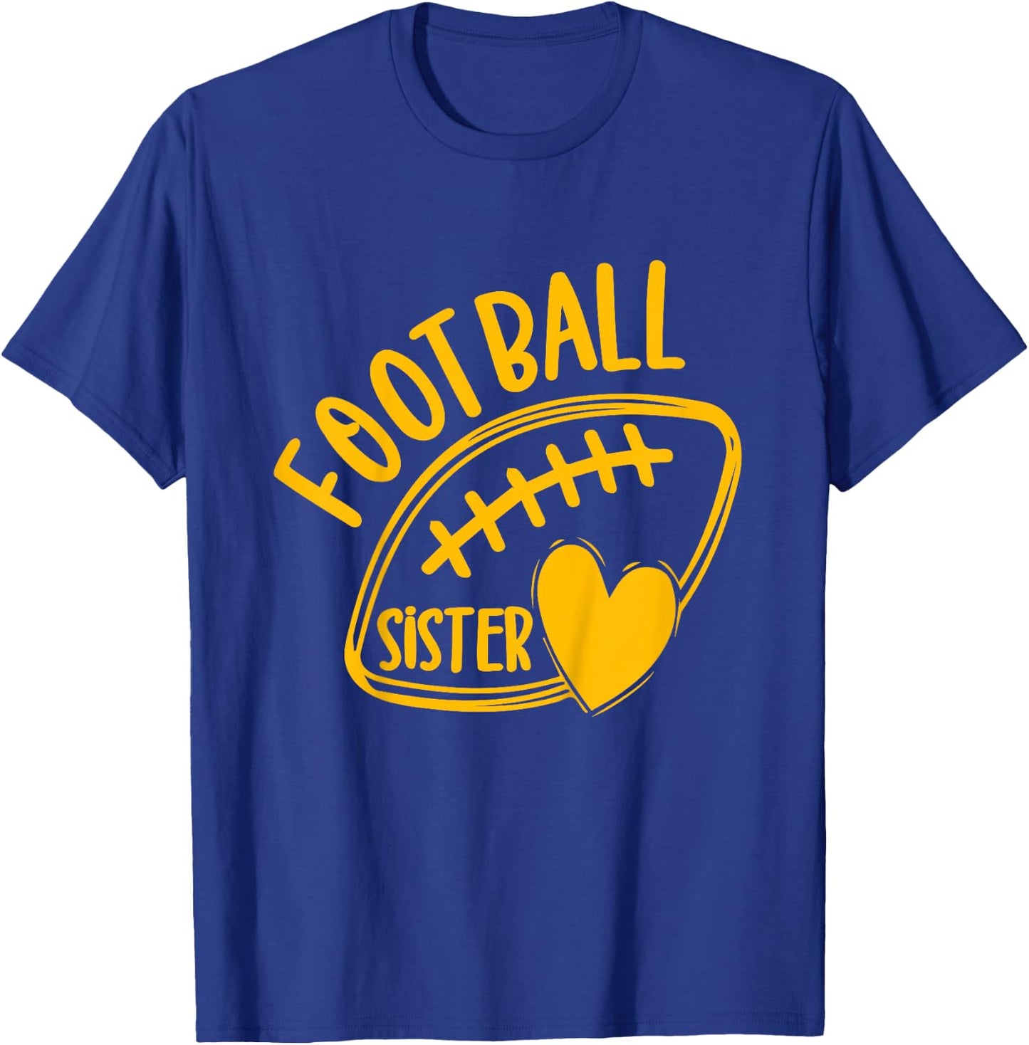 Kids Girls Game Day Blue and Yellow High School Football Sister T-Shirt - T-Shirt | Royal