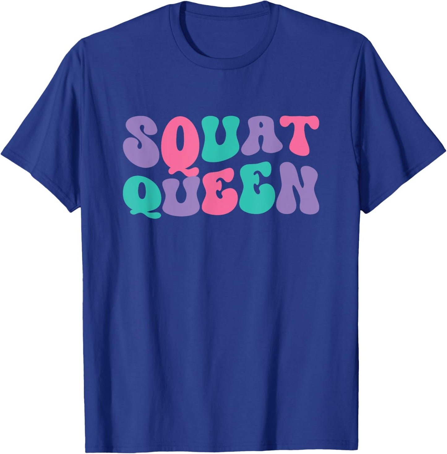 Squat Queen Weightlifting Retro Vintage Wavy Groovy T-Shirt - T-Shirt | Royal