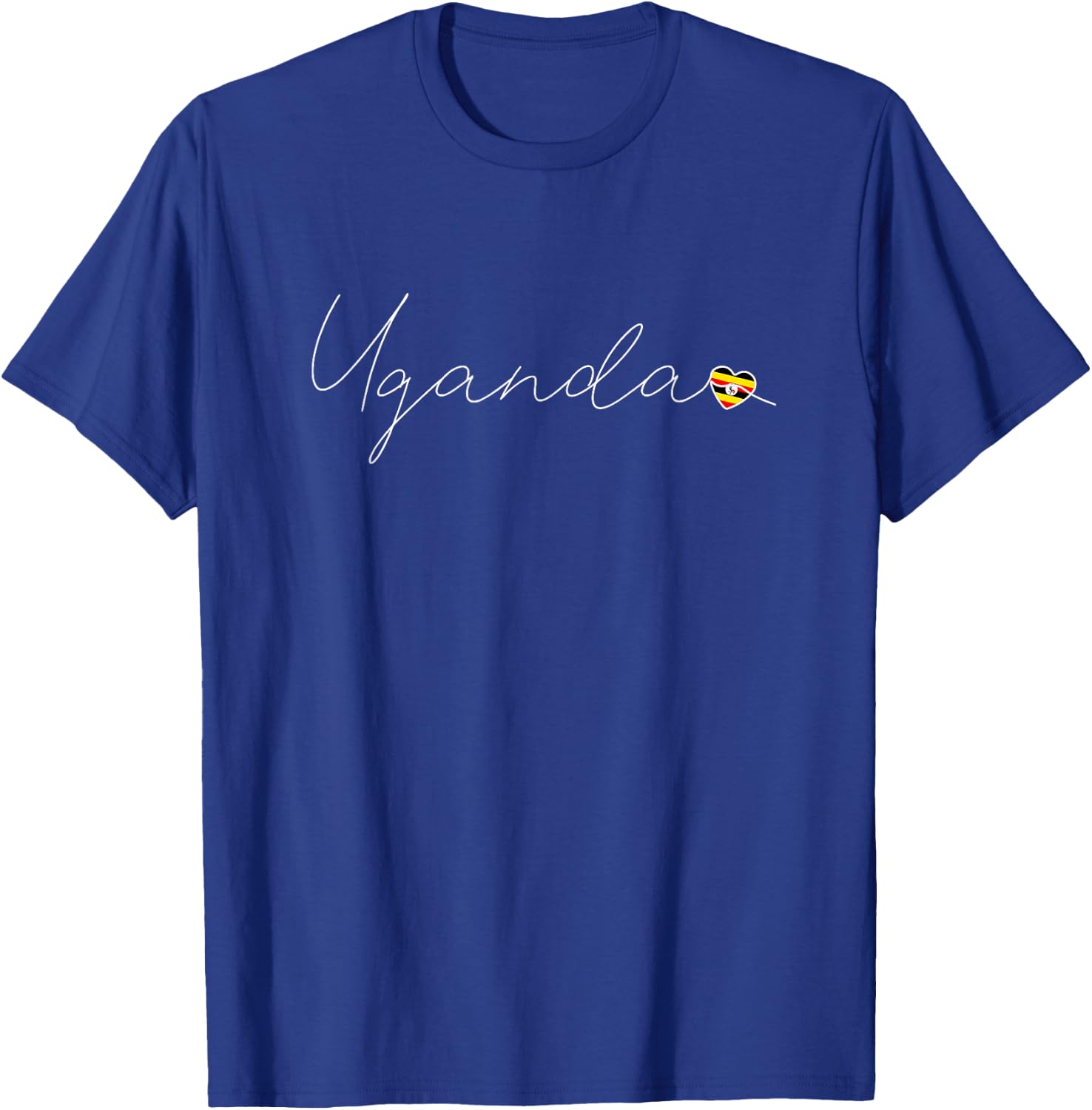 Uganda Love Ugandan Flag and Heart on Uganda T-Shirt - T-Shirt | Royal