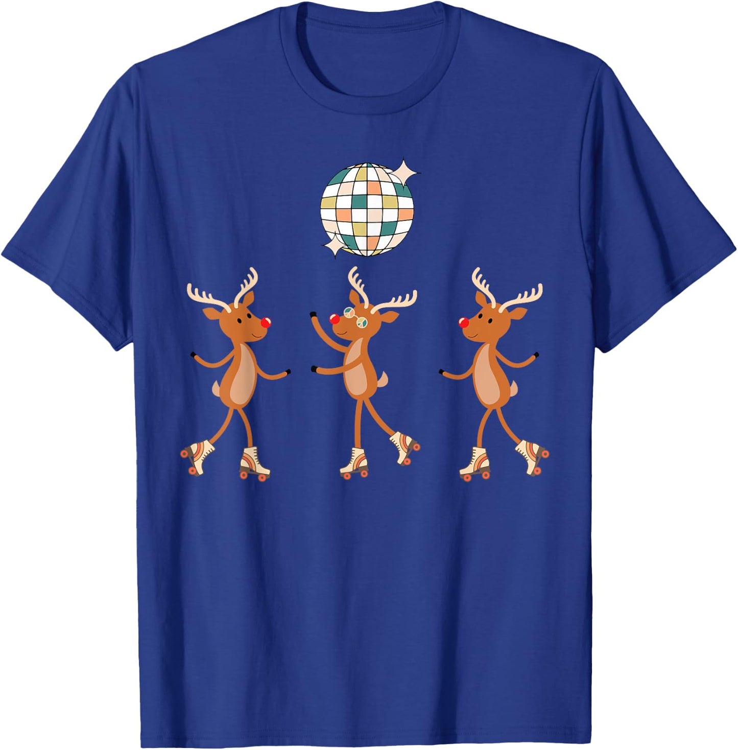 Reindeer Roller Skating Roller Skater Rollerskate Christmas T-Shirt - T-Shirt | Royal