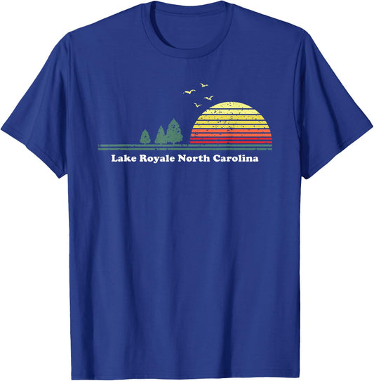 Vintage Lake Royale, North Carolina Sunset Souvenir Print T-Shirt - T-Shirt | Royal
