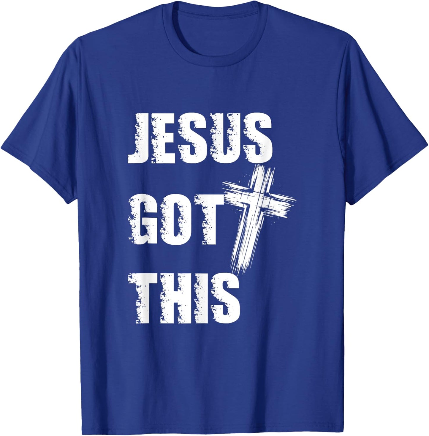 Jesus Got This Distressed Cross Faith Over Fear Christian T-Shirt - T-Shirt | Royal