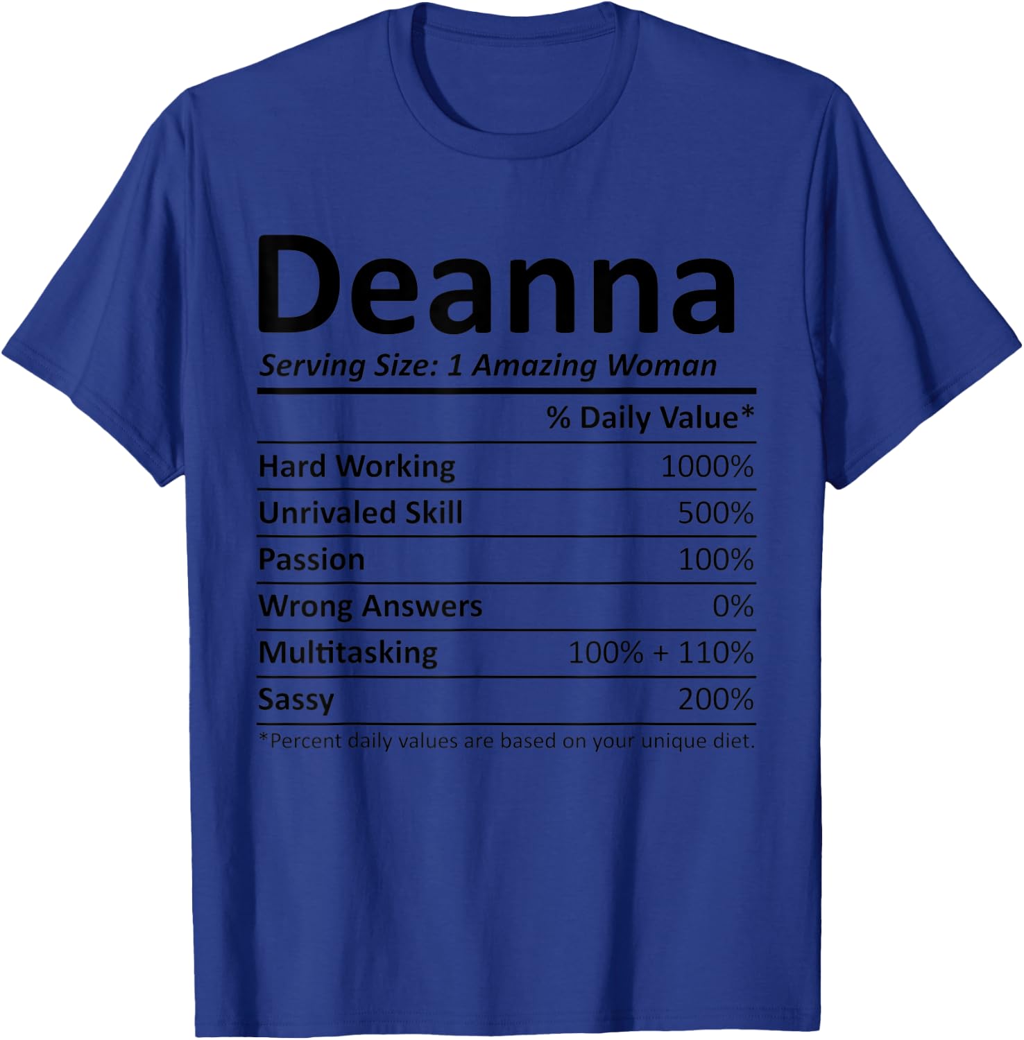 DEANNA Nutrition Personalized Name Funny Christmas Gift T-Shirt - T-Shirt | Royal
