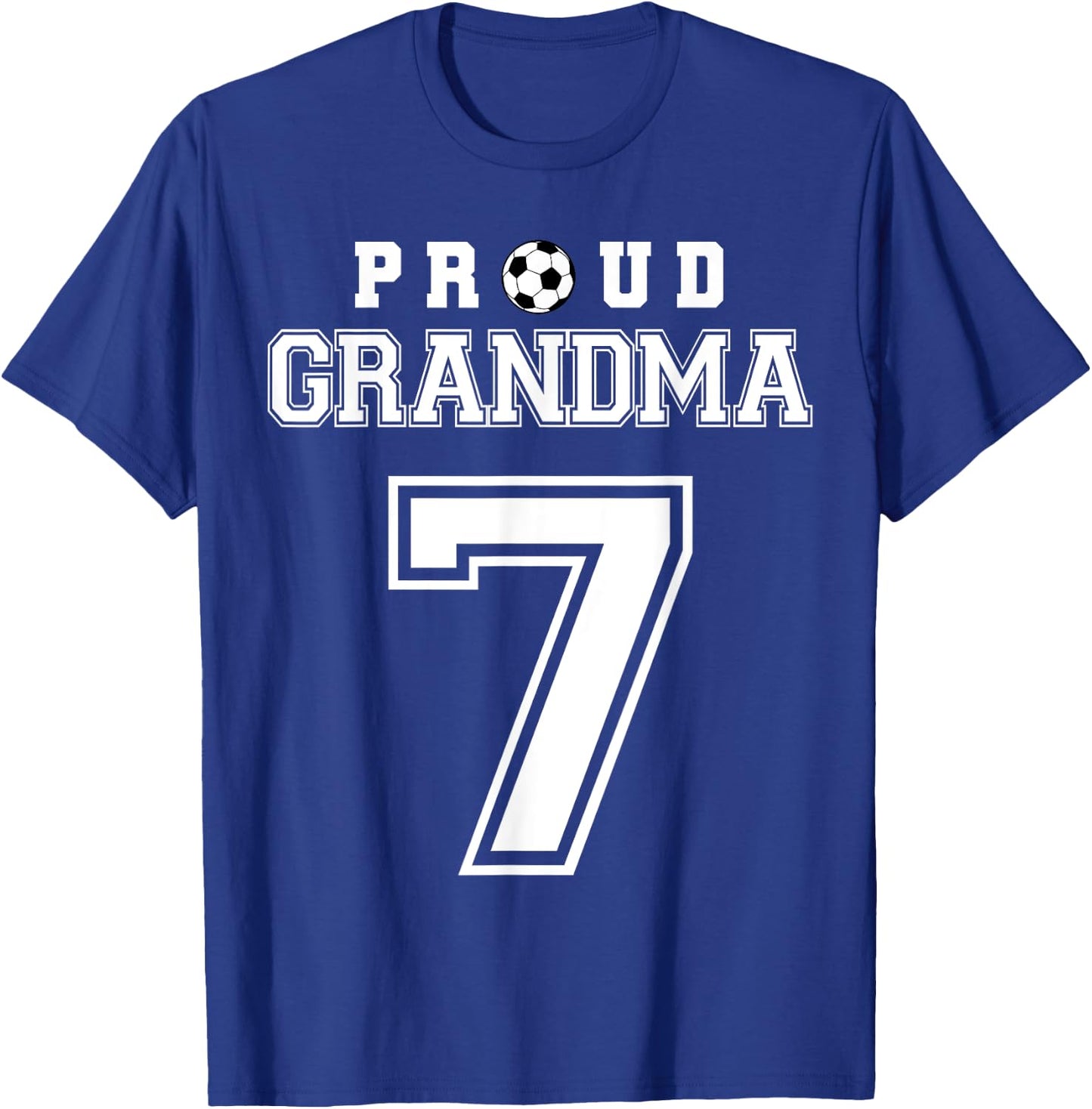 Number 7 Custom Proud Soccer Futbol Grandma Personalized T-Shirt - T-Shirt | Royal