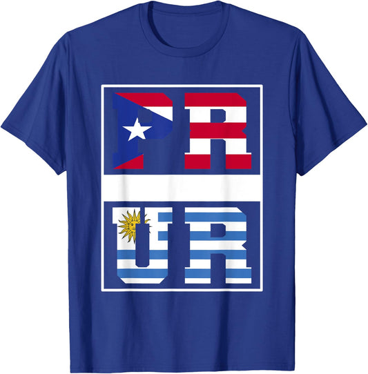 Half Boricua Uruguayan Mixed Heritage Puerto Rico Uruguay T-Shirt - T-Shirt | Royal