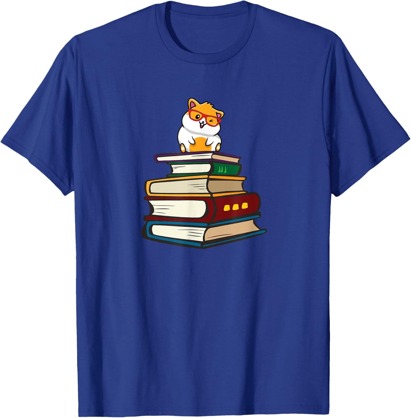 Cute Funny Hipster Glasses Read Books Hamster Lover T-Shirt - T-Shirt | Royal