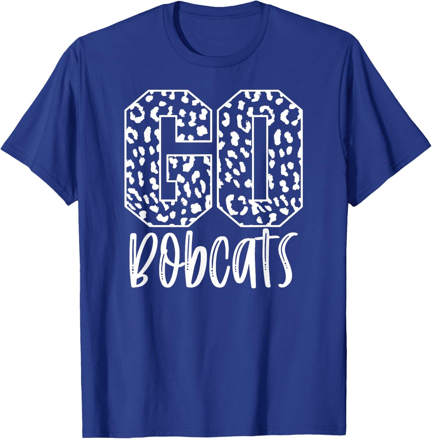 Bobcats Team Mascot School Spirit Game Night Leopard Print T-Shirt - T-Shirt | Royal