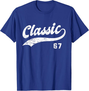 Classic 1967 Birthday Year Vintage Style Baseball Logo T-Shirt - T-Shirt | Royal