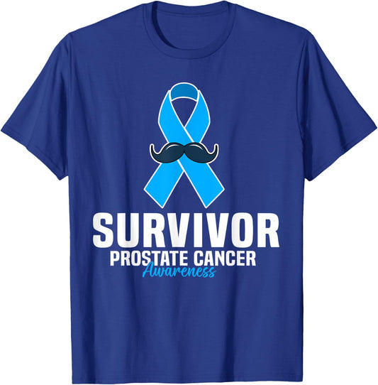 Prostate Cancer Survivor Prostate Cancer Ribbon For Dad T-Shirt - T-Shirt | Royal
