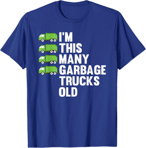 4th Birthday 4 Years Old - I'm This Many Garbage Trucks Old T-Shirt - T-Shirt | Royal